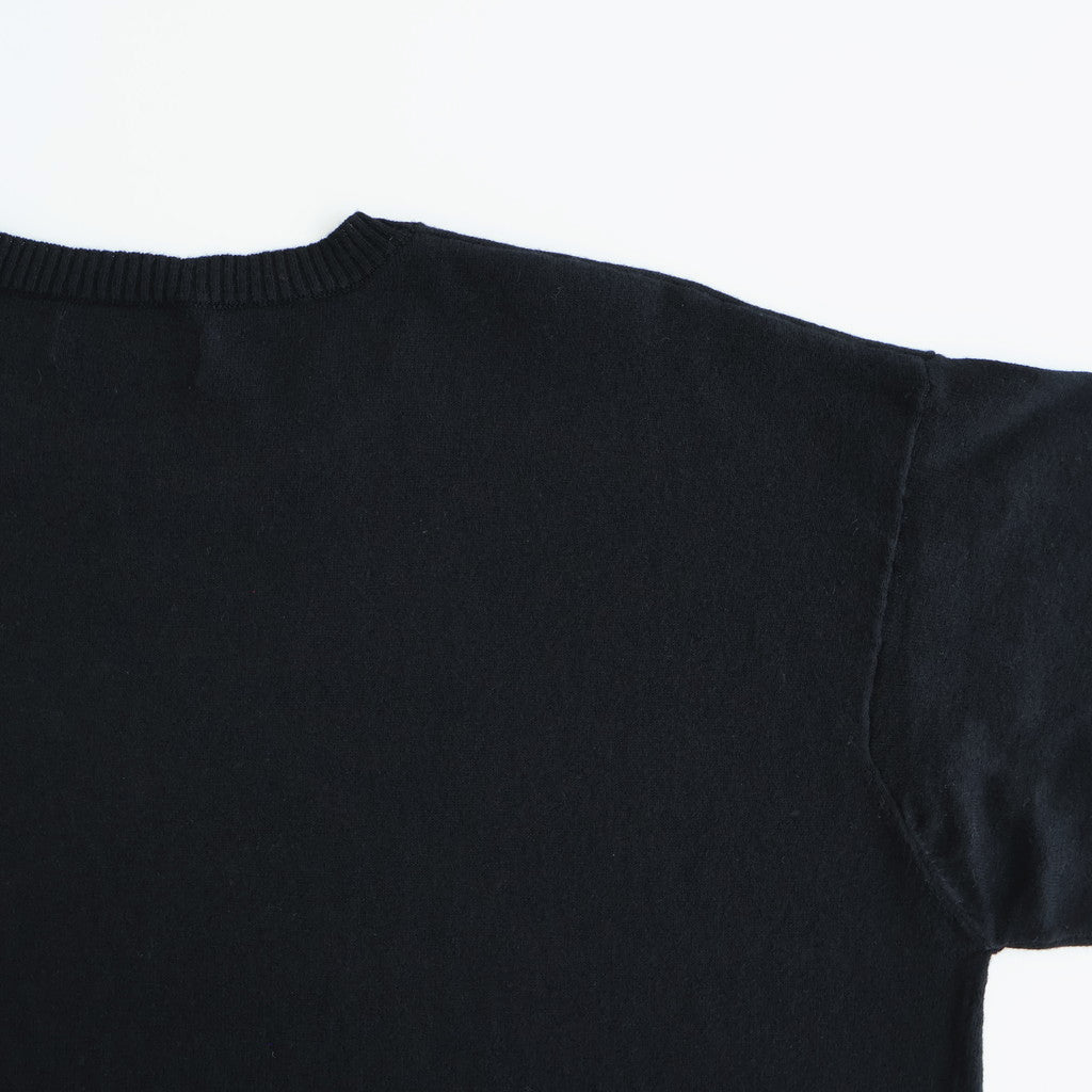 14GG 2PLY PLAIN STITCH COTTON/WOOL/CASHMER CREW-NECK PULLOVER #9900 BLACK [GNSL24542]