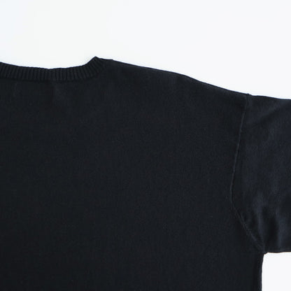 14GG 2PLY PLAIN STITCH COTTON/WOOL/CASHMER CREW-NECK PULLOVER #9900 BLACK [GNSL24542]