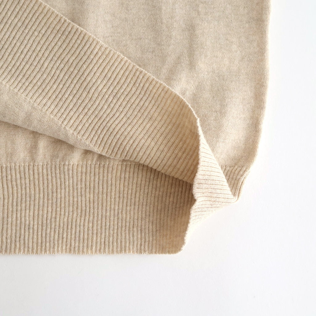 14GG 2PLY PLAIN STITCH COTTON/WOOL/CASHMER CREW-NECK PULLOVER #8100 NATURAL [GNSL24542]