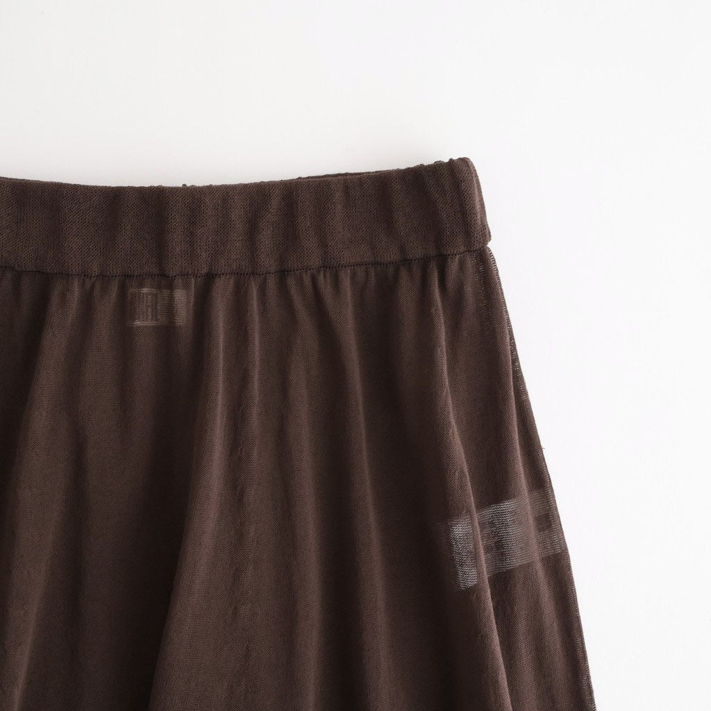 high-twisted cotton sheer knit layered skirt #charcoal brown × mist green [WXSP-UW139]