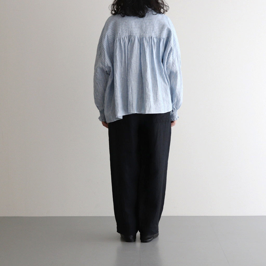 Linen stripe shirring BL #Blue linen stripe [UT241BL045]