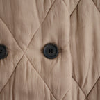 BANGALORE SILK PLAIN PADDED NO COLLAR DOUBLE COAT #8400 DK BEIGE [NMDS26552]