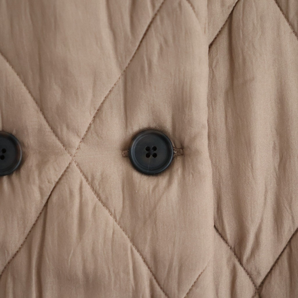 BANGALORE SILK PLAIN PADDED NO COLLAR DOUBLE COAT #8400 DK BEIGE [NMDS26552]