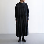 明滅する風景 Stand collar shirt dress #black/grey [TLF-125-op007-gp]