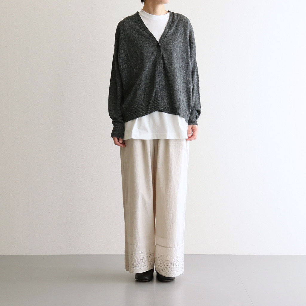 12GG 1PLY LINEN PLAIN V-NECK 1 BUTTON CARDIGAN #9800 CHARCOAL [GNSL23302]