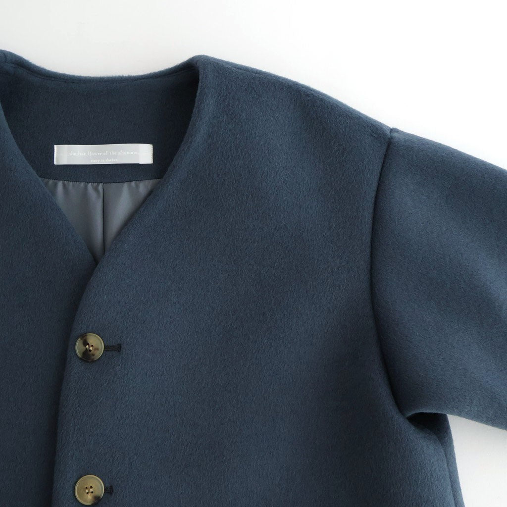 うつくしい沈黙 Collarless long coat #blue gray [TLF-126-co002-FW]