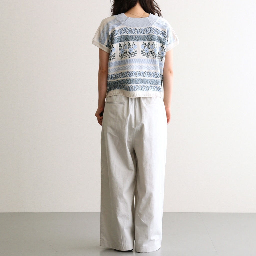 Flower Jacquard Knit Blouse #Off white [261807]