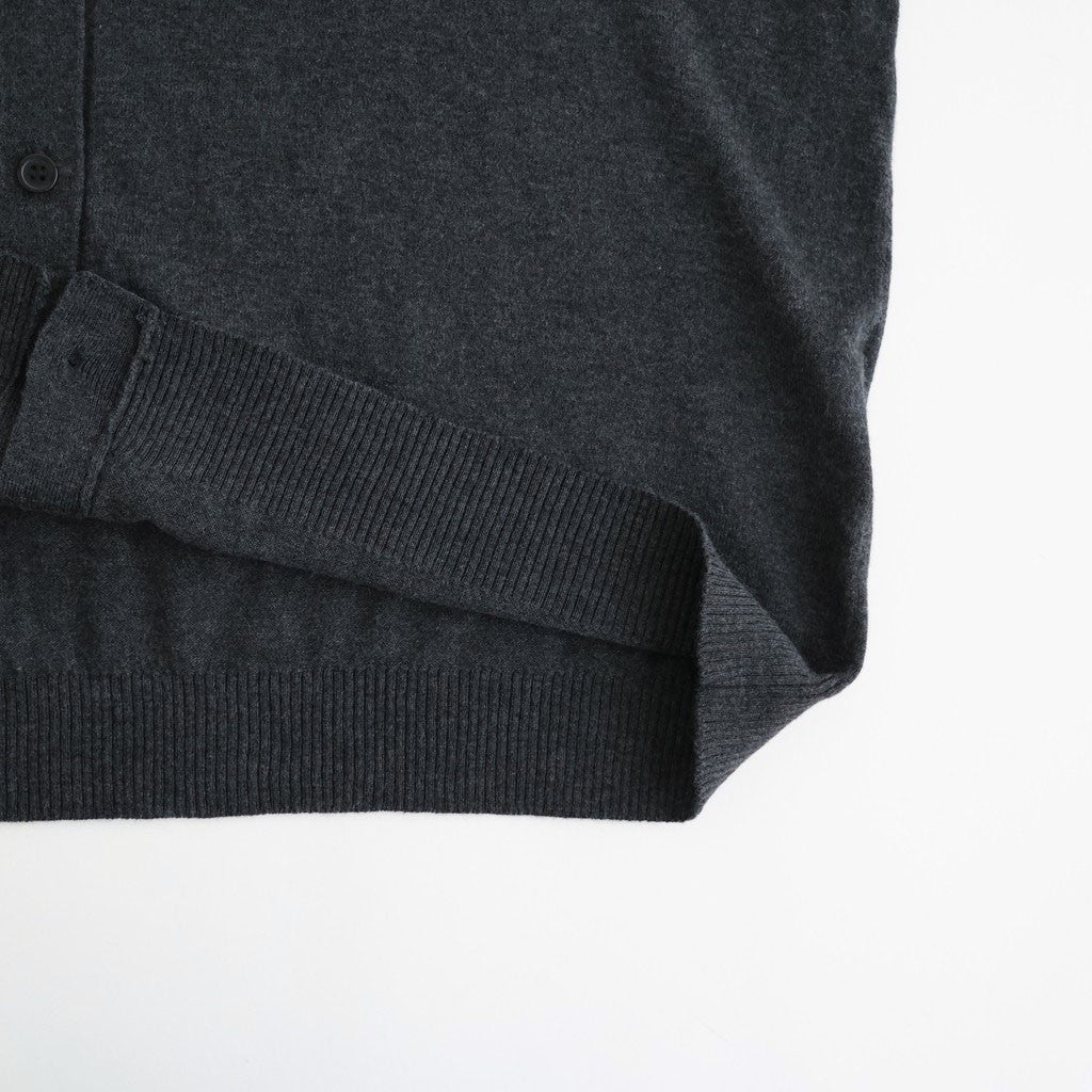 14GG PLAIN STITCH COTTON/NYLON/SILK V-NECK CARDIGAN #9800 CHARCOAL [NNSL26503]