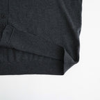 14GG PLAIN STITCH COTTON/NYLON/SILK V-NECK CARDIGAN #9800 CHARCOAL [NNSL26503]