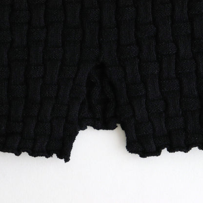 Cotton-boucle Basket Top #Black [oni050]