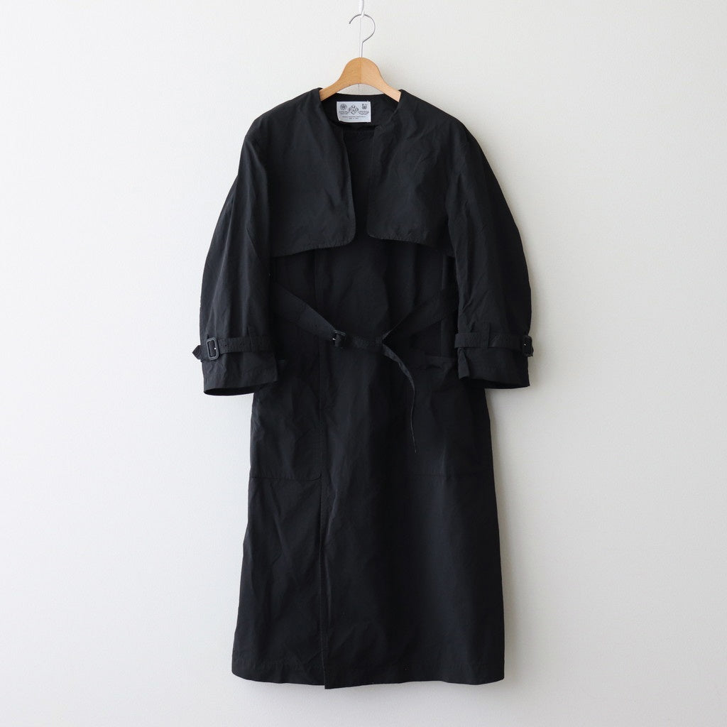 GARMENT DYE NO COLLAR TRENCH COAT #Black [no.7277]