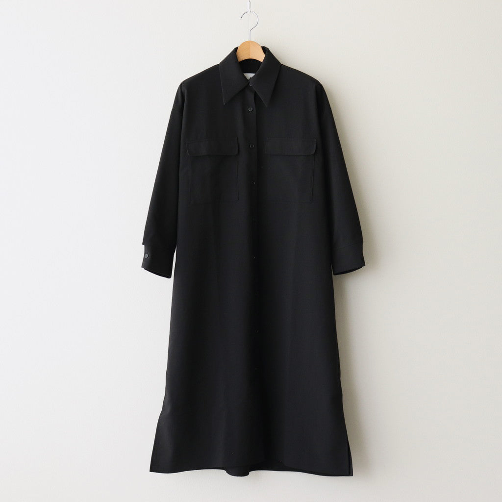 Wool linen like long shirt #Black [1479-007]