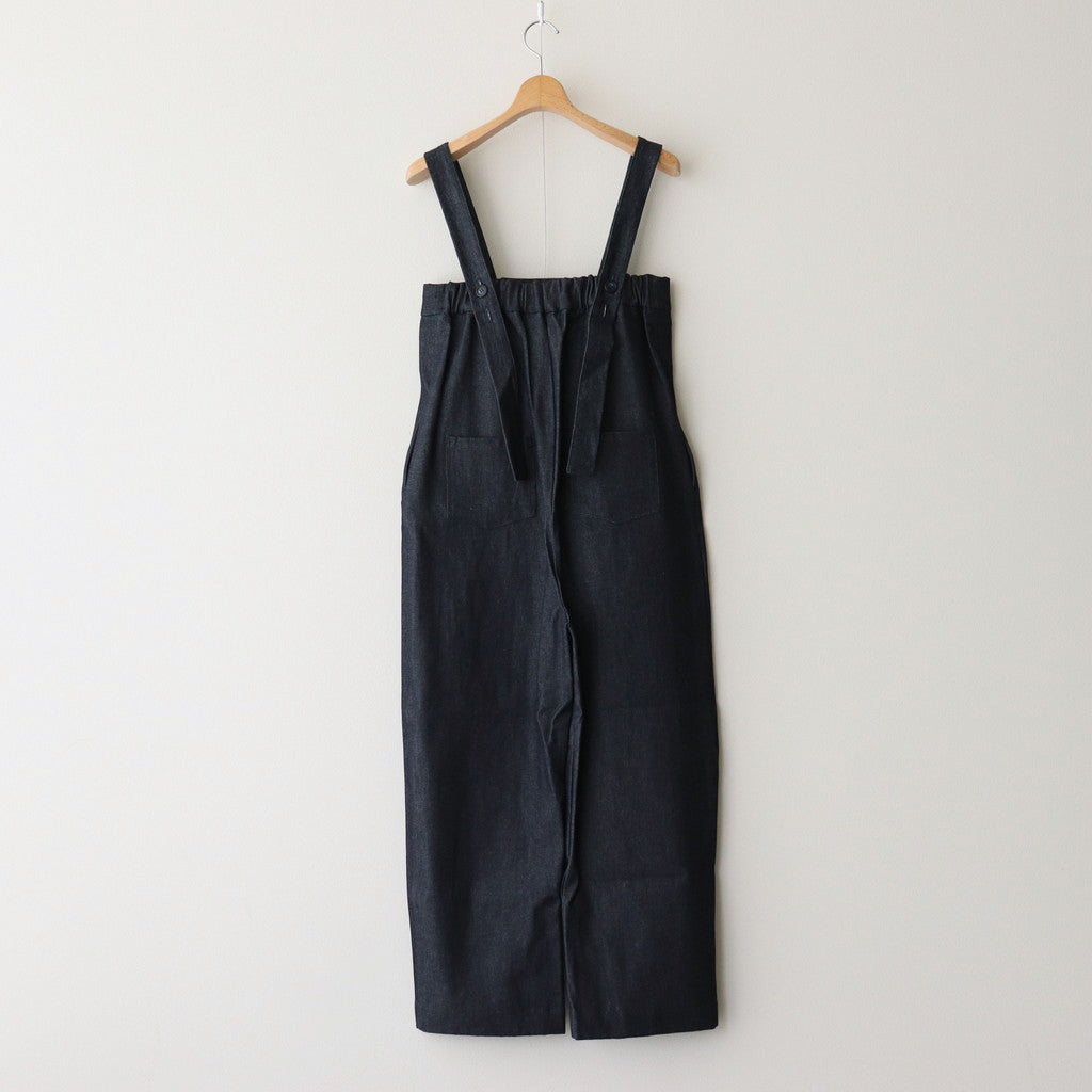 Straight line denim salopette #Indigo [1479-002]