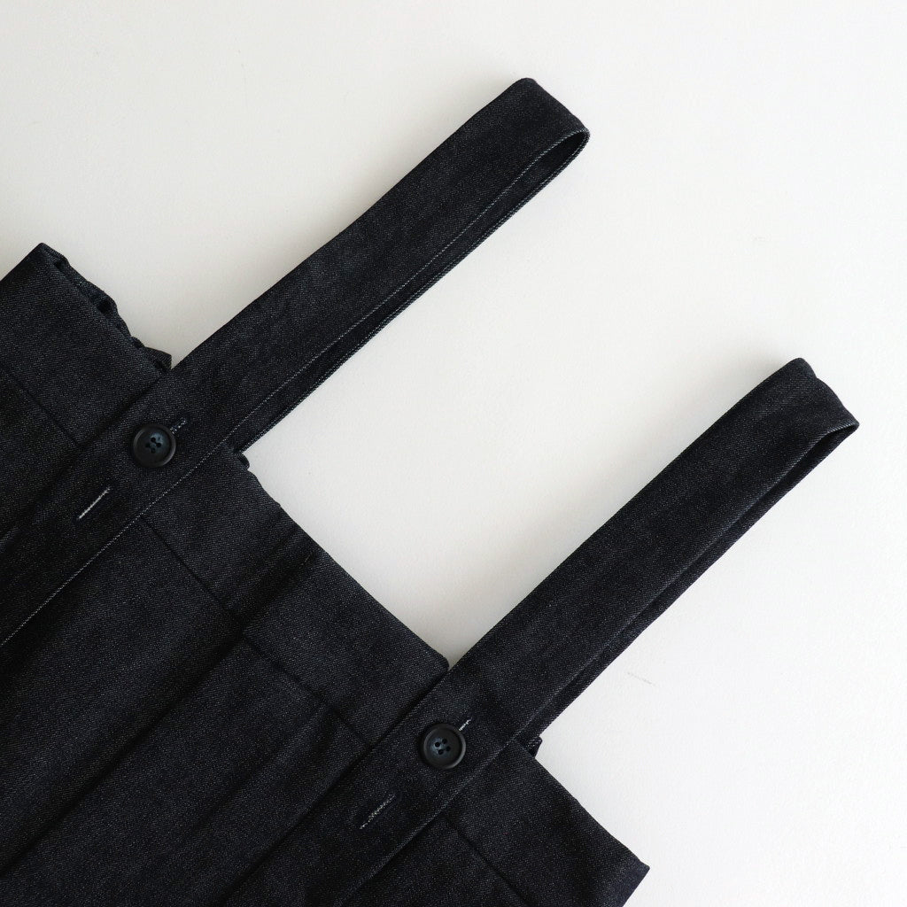 Straight line denim salopette #Indigo [1479-002]