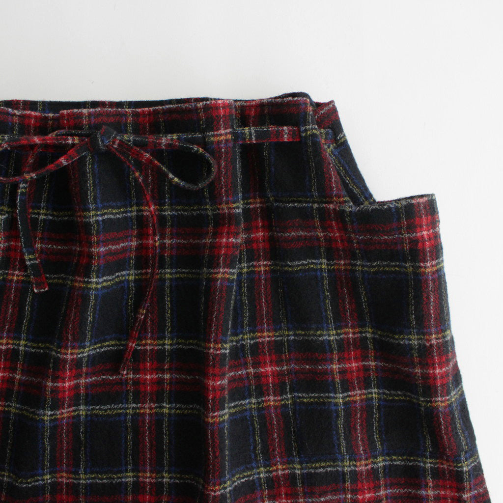 WOOL TARTAN CHECK STRING SKIRT #BLACK STEWART [no.6534]