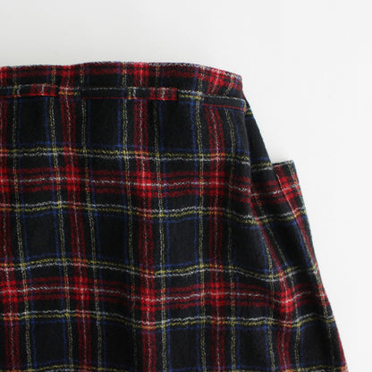 WOOL TARTAN CHECK STRING SKIRT #BLACK STEWART [no.6534]