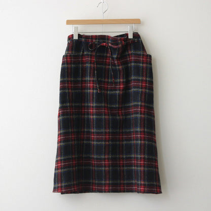 WOOL TARTAN CHECK STRING SKIRT #BLACK STEWART [no.6534]