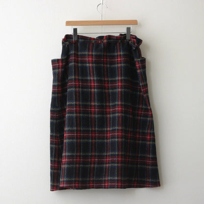 WOOL TARTAN CHECK STRING SKIRT #BLACK STEWART [no.6534]