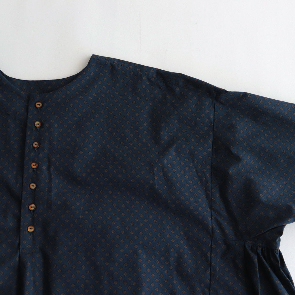 明滅する秋 rectangle blouse #navy brown [TLF-124-sh005-gp]