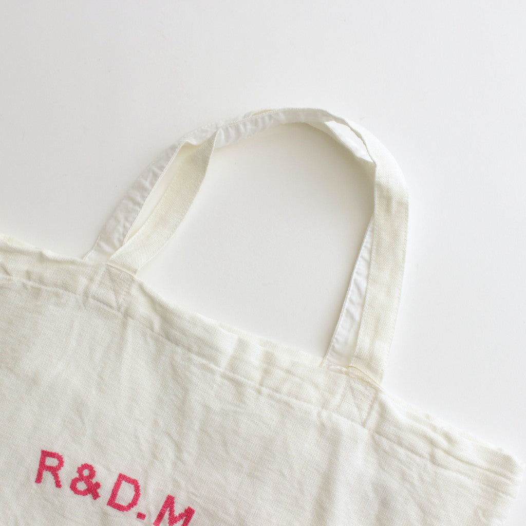 R&D.M.Co- EMBROIDERY TOTE BAG #WHITE × PINK [no.6558] - DOKODO