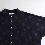 コットンリネンドットジャガードシャツ #ネイビー×クロドット [US242SH024]
