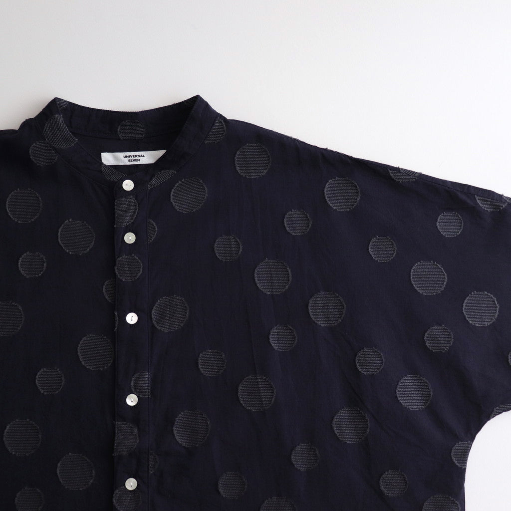 Cotton linen dot jacquard shirt #navy x black dot [US242SH024]