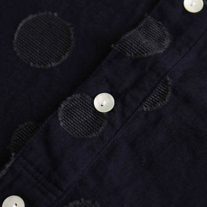 Cotton linen dot jacquard shirt #navy x black dot [US242SH024]