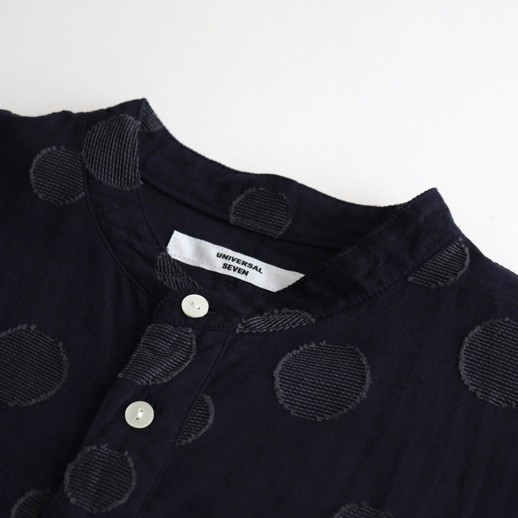 コットンリネンドットジャガードシャツ #ネイビー×クロドット [US242SH024]