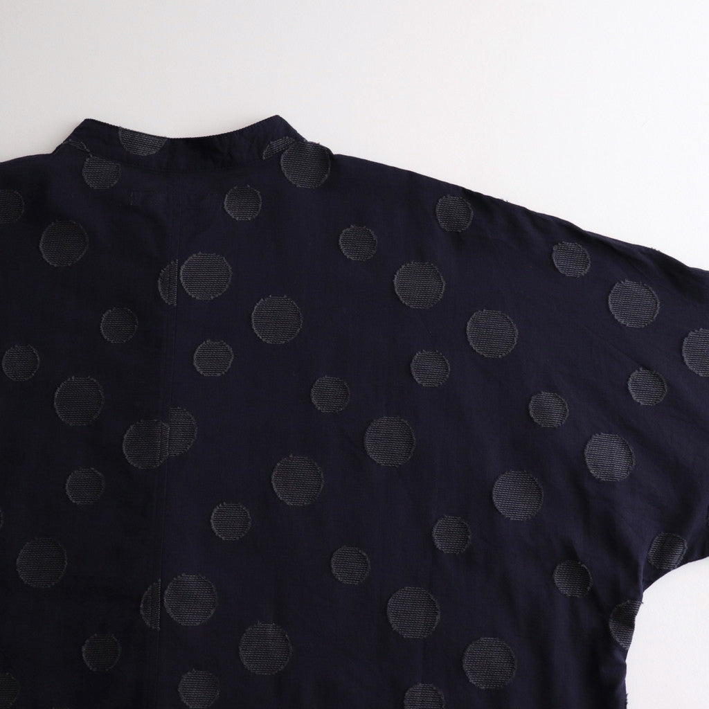 Cotton linen dot jacquard shirt #navy x black dot [US242SH024]