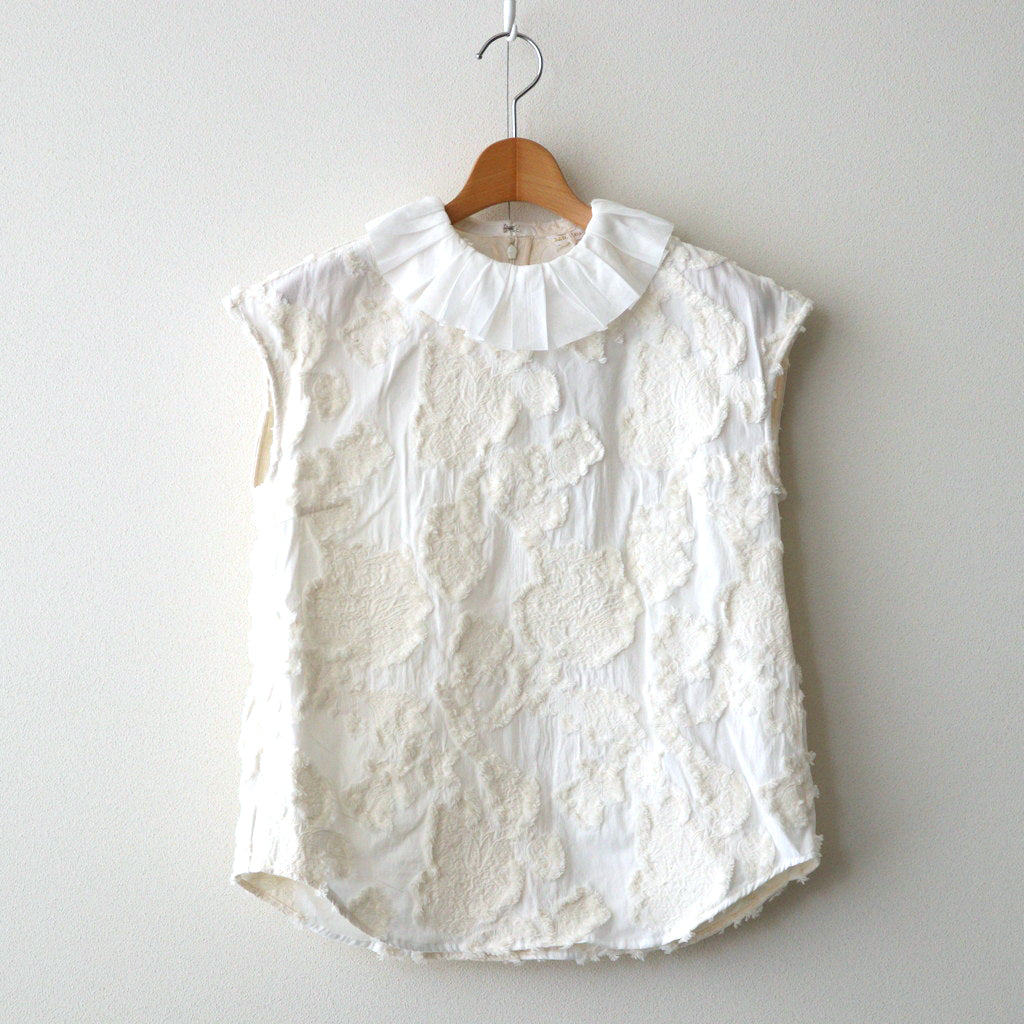 B.C.J RUFFLED COLLAR NO SLEEVE BLOUSE #natural [no.6898]