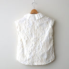 B.C.J RUFFLED COLLAR NO SLEEVE BLOUSE #natural [no.6898]