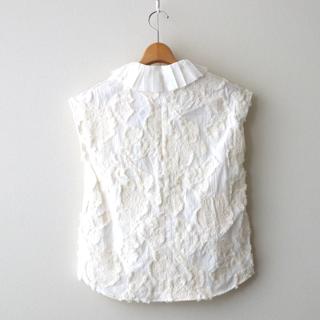 B.C.J RUFFLED COLLAR NO SLEEVE BLOUSE #natural [no.6898]