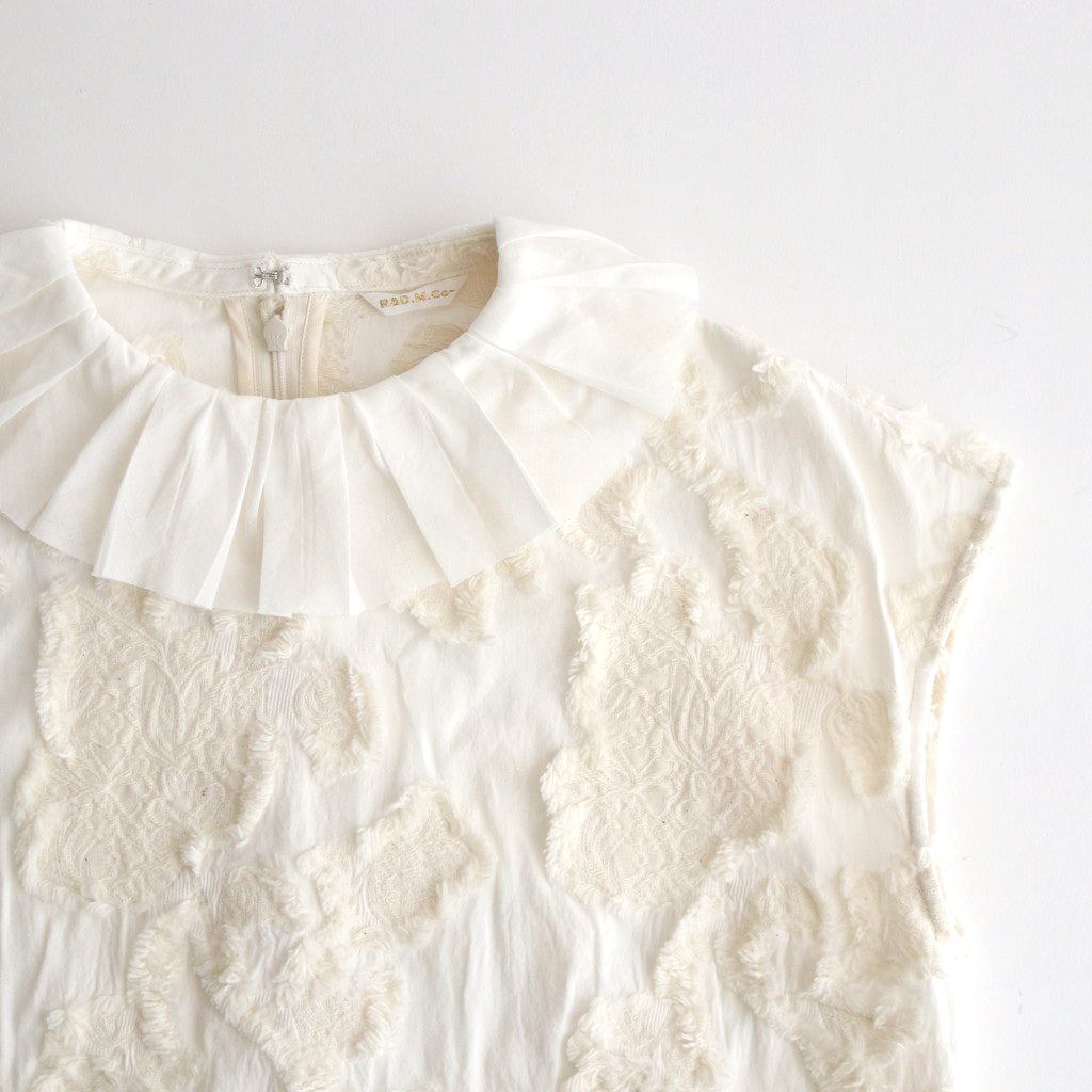B.C.J RUFFLED COLLAR NO SLEEVE BLOUSE #natural [no.6898]