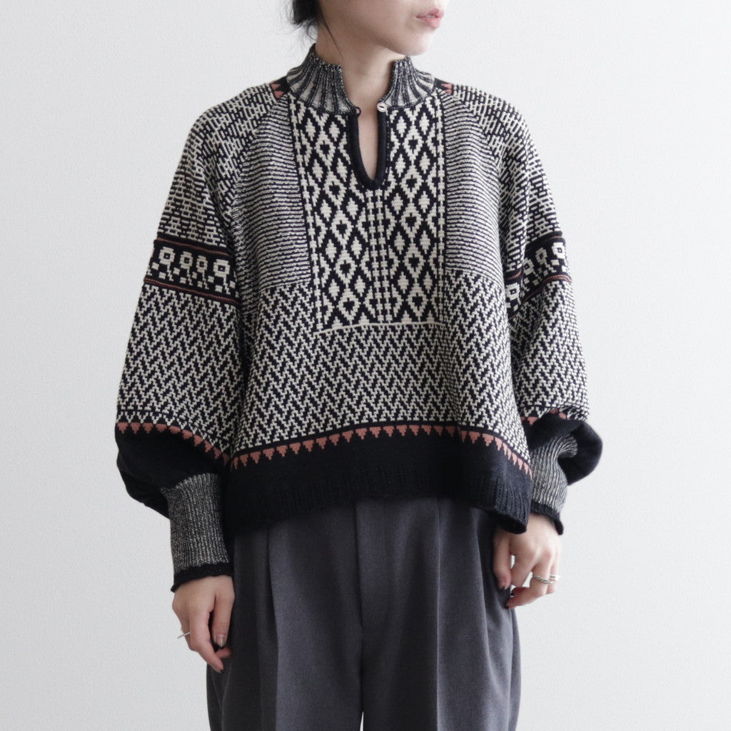 Kigansai knit blouse #Black [232807] – DOKODO