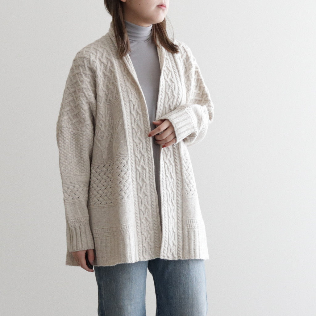 Cable big cardigan #Off white [232808]