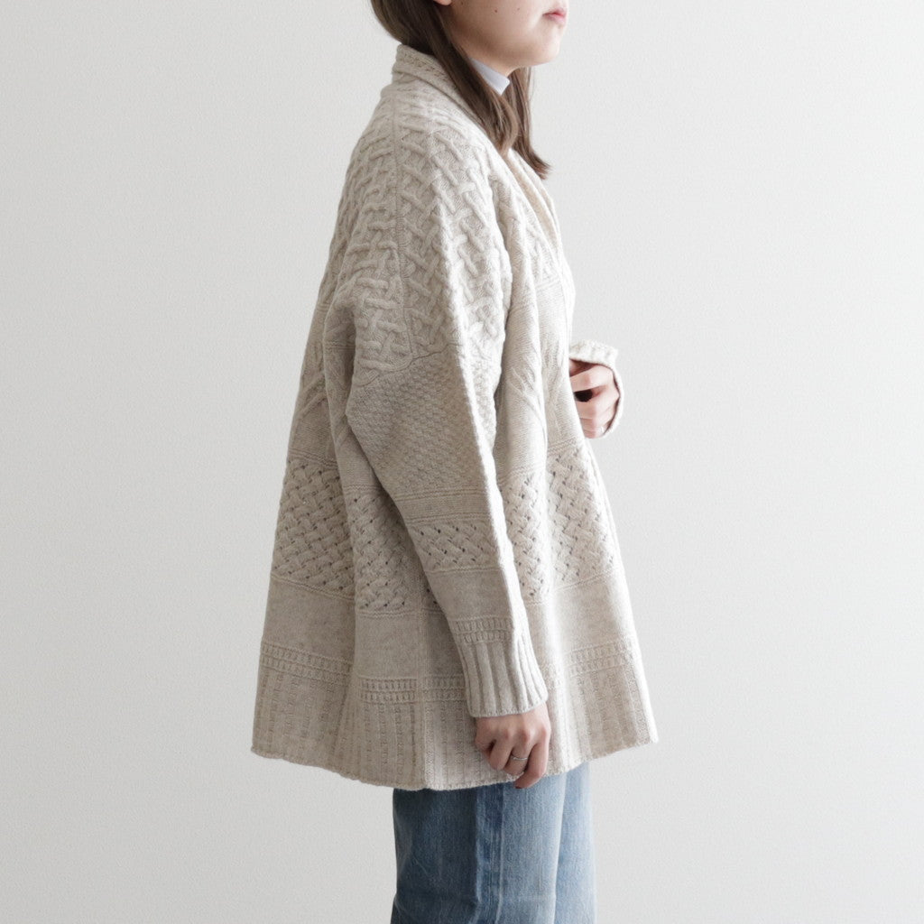 Cable big cardigan #Off white [232808]