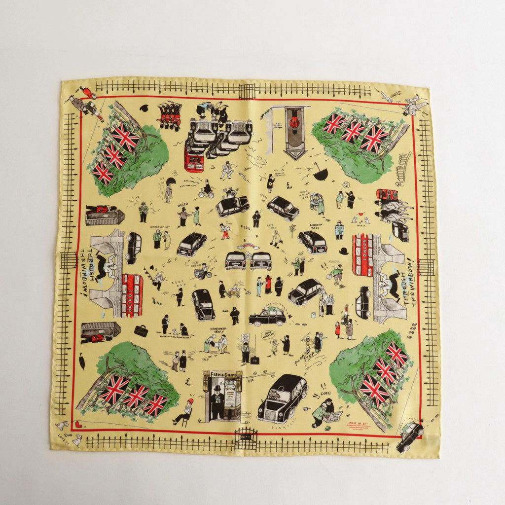 WHERE IS MY DOG? ​​PANEL SILK SCALF #CUSTARD [no.6488]