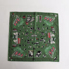 WHERE IS MY DOG? ​​PANEL SILK SCALF #GREEN [no.6488]