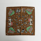 WHERE IS MY DOG? ​​PANEL SILK SCALF #LIGHT BROWN [no.6488]