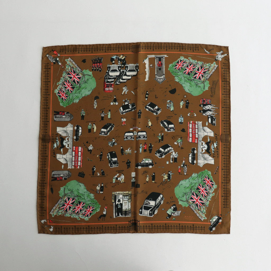 WHERE IS MY DOG? ​​PANEL SILK SCALF #LIGHT BROWN [no.6488]