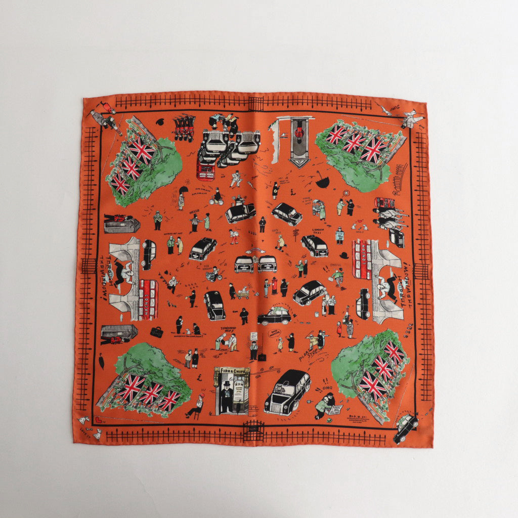 WHERE IS MY DOG? ​​PANEL SILK SCALF #ORANGE [no.6488]