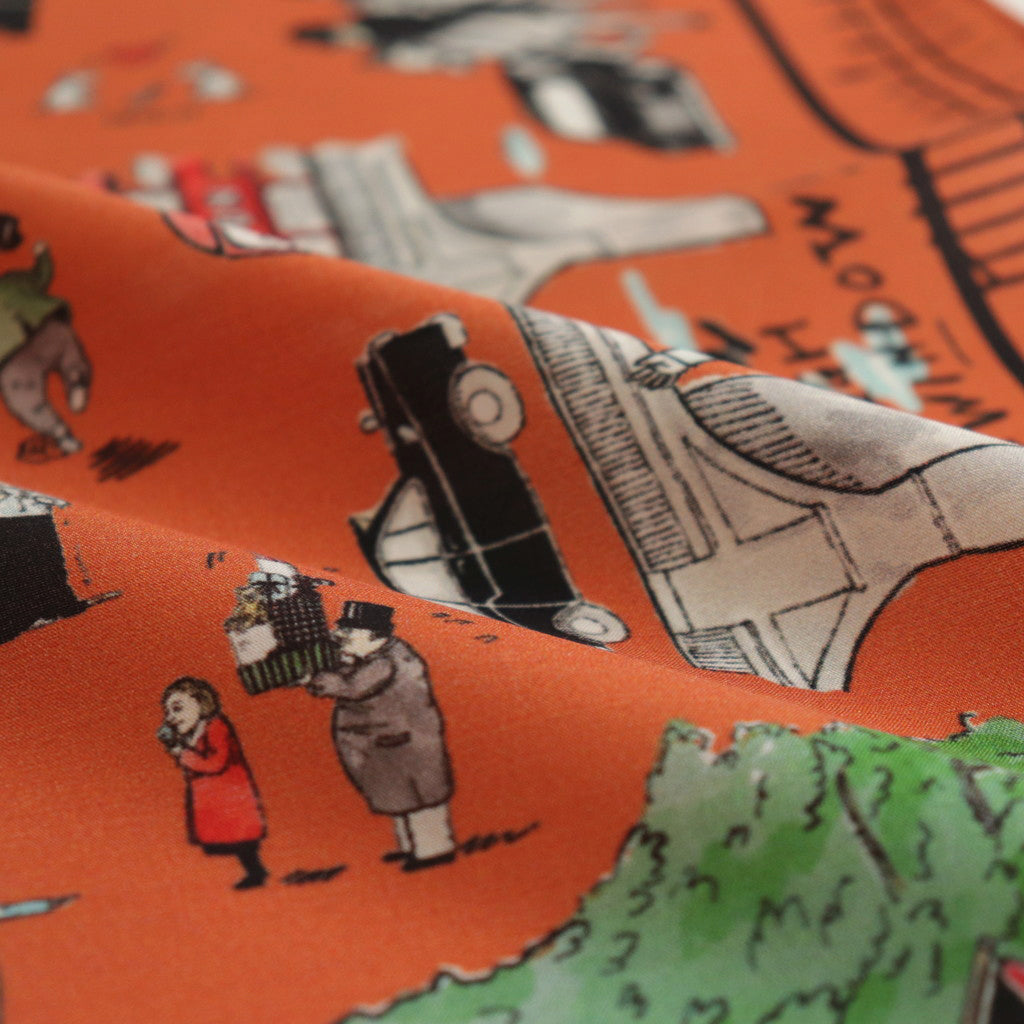 WHERE IS MY DOG? ​​PANEL SILK SCALF #ORANGE [no.6488]
