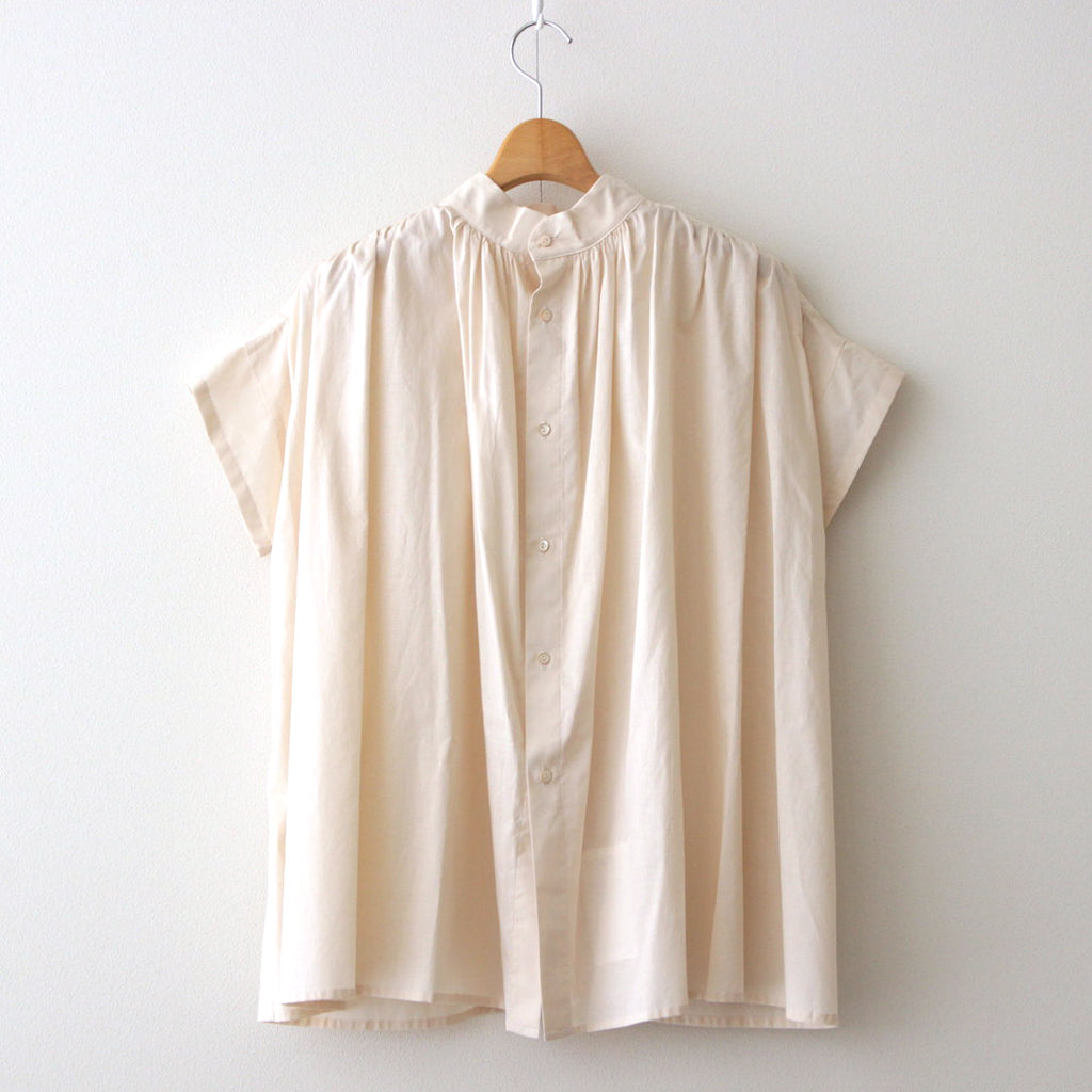 静寂の欠片 half sleeve back open blouse #ecru [TLF-224-sh009-la]