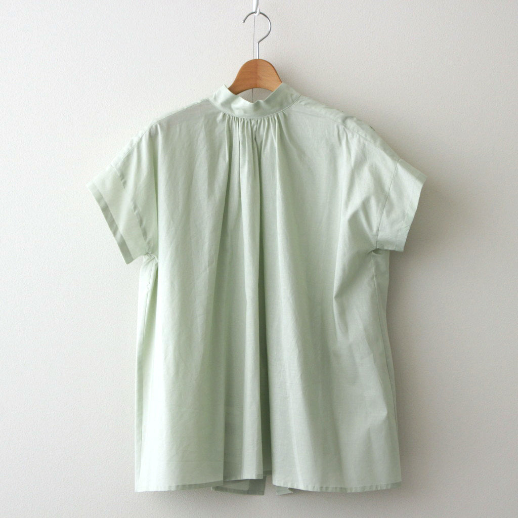 静寂の欠片 half sleeve back open blouse #light green [TLF-224-sh009-la]