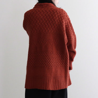 Cable big cardigan #Red [232808]