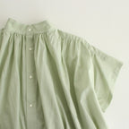静寂の欠片 half sleeve back open blouse #light green [TLF-224-sh009-la]