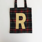 WOOL TARTAN CHECK TOTE BAG #BLACK STEWART [no.6544]