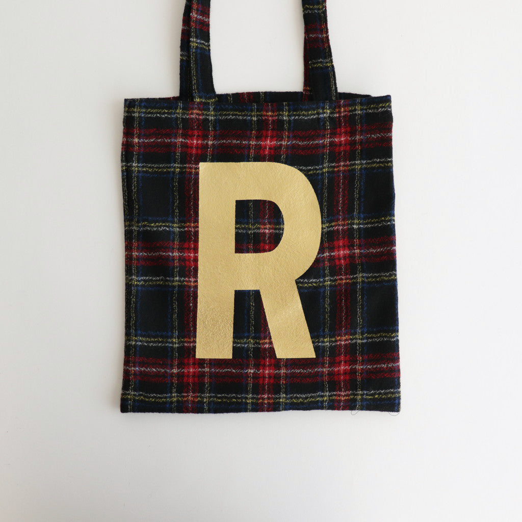 WOOL TARTAN CHECK TOTE BAG #BLACK STEWART [no.6544]