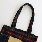 WOOL TARTAN CHECK TOTE BAG #BLACK STEWART [no.6544]