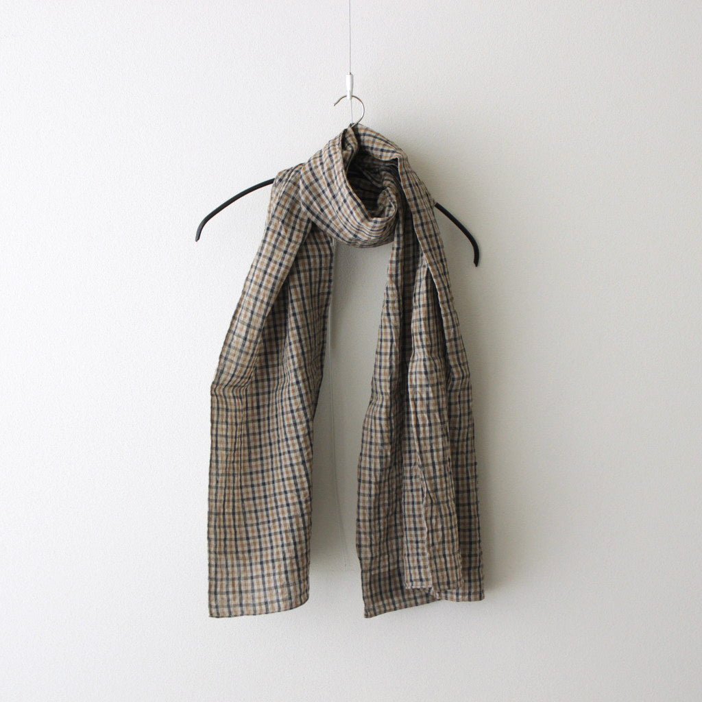 LINEN GUN CLUB CHECK STOLE #BROWN [no.6594]